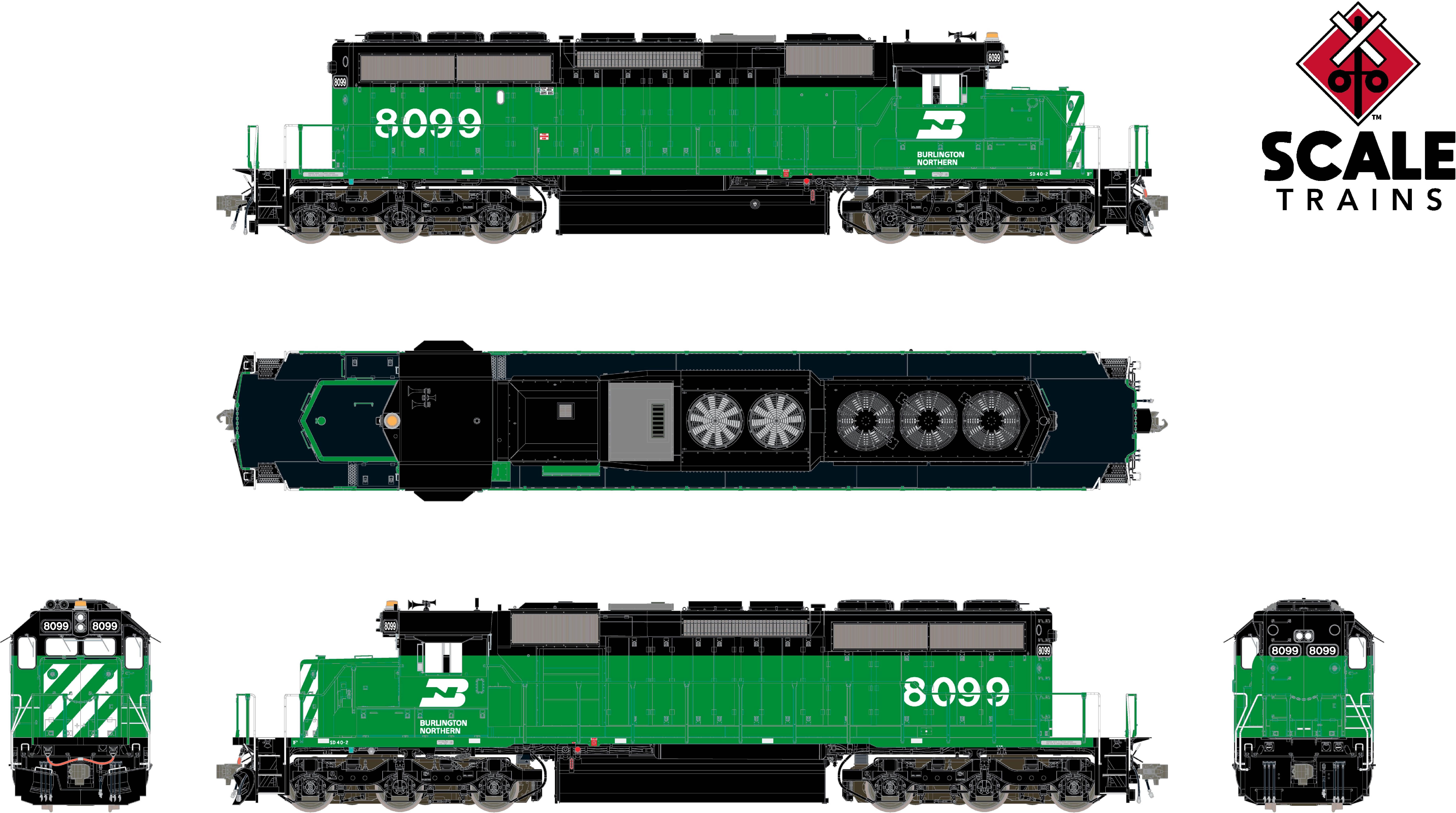 CVR Picture for RC SD40-2 BN/Late w/CL #8099 w/DS