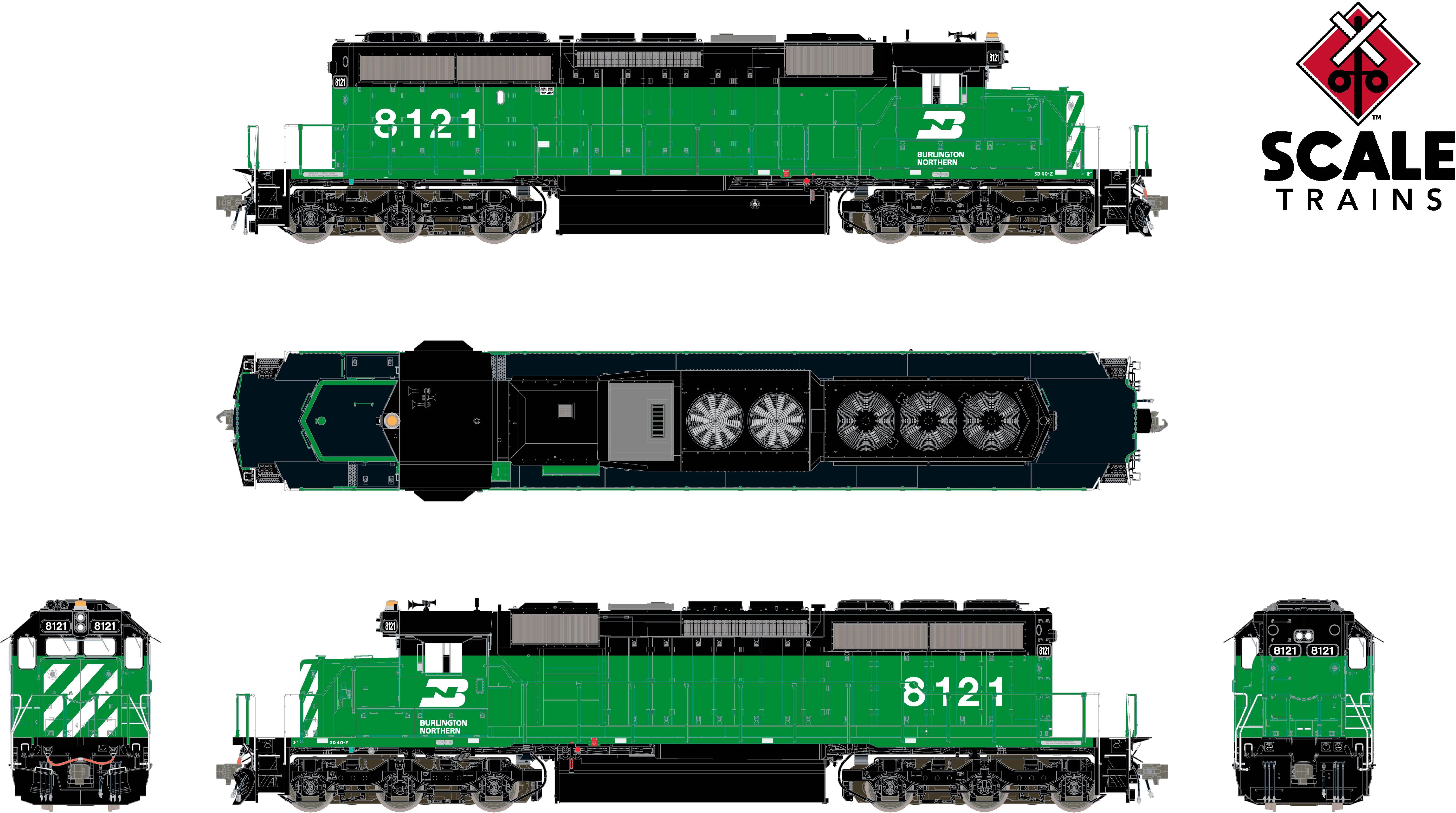 CVR Picture for RC SD40-2 BN/Late w/CL #8121 w/DS
