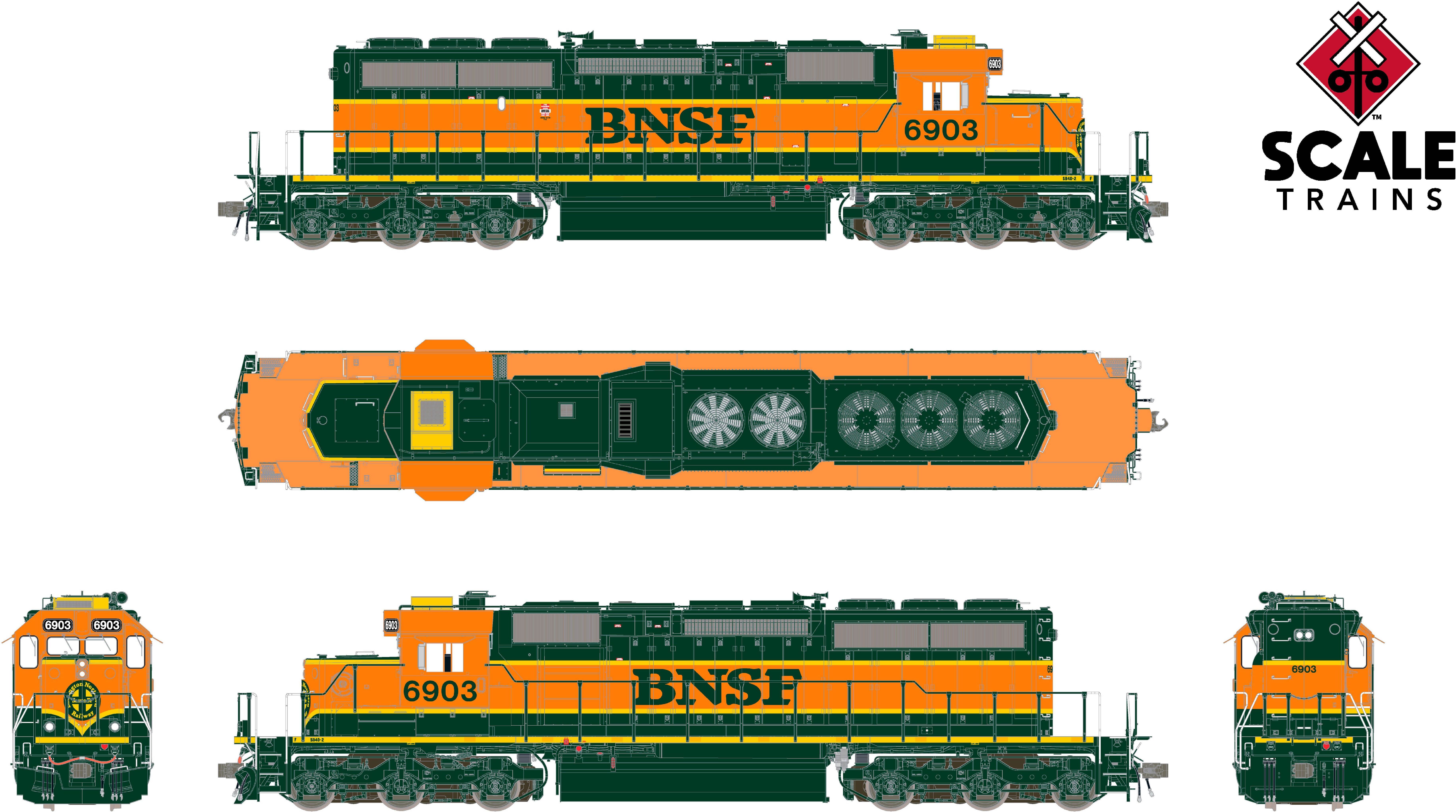 CVR Picture for RC SD40-2 BNSF w/DL Org #6903 w/DS