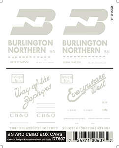 CVR Picture for #607 Dry transfer BN&CB&Q boxcars